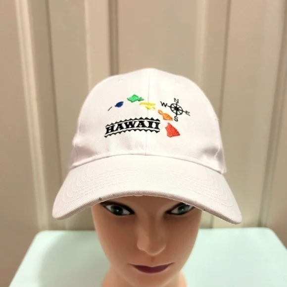 Surfware Hawaiian Classic Hawaii Islands White Snapback Hat Cap - Picture 2 of 8